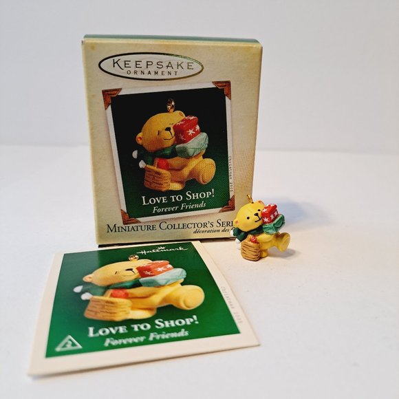 Hallmark Miniature Christmas ornament Forever Friends teddy bear Love to Shop - Picture 4 of 6